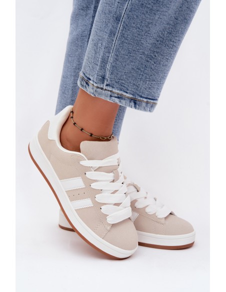Women's Sneakers With Straps Low Beige Cascade