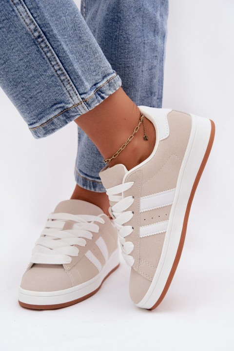 Women's Sneakers With Straps Low Beige Cascade