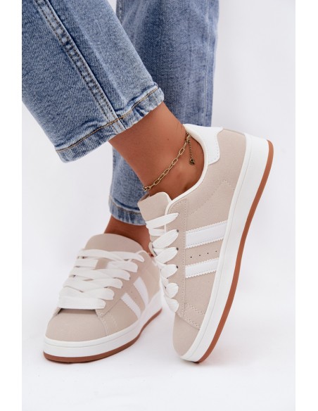 Women's Sneakers With Straps Low Beige Cascade