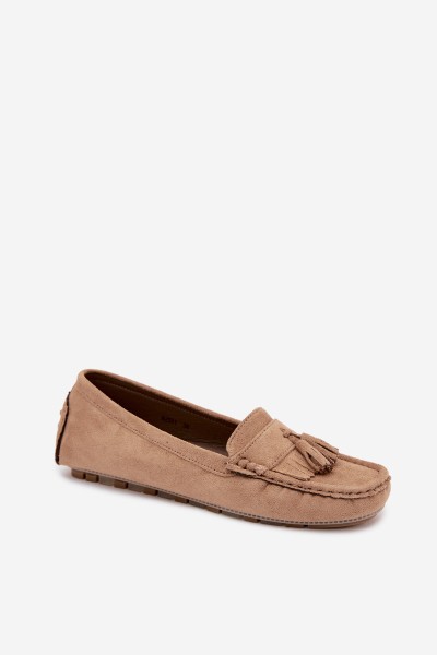 Women's Loafers With Fringes Faux Suede Beige Linden 2