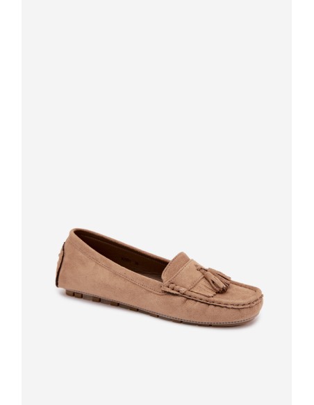 Women's Loafers With Fringes Faux Suede Beige Linden