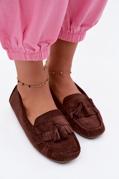 Women's Loafers With Tassels Faux Suede Chocolate Linden