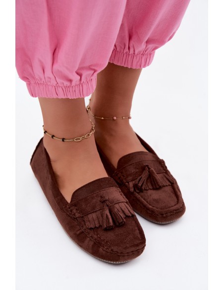 Women's Loafers With Tassels Faux Suede Chocolate Linden