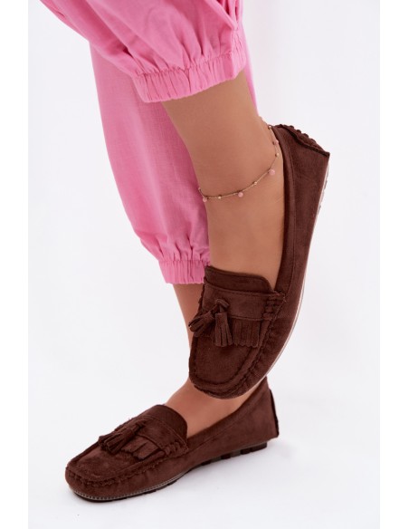 Women's Loafers With Tassels Faux Suede Chocolate Linden
