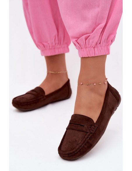 Women's Suede Moccasins Chocolate Lenvie