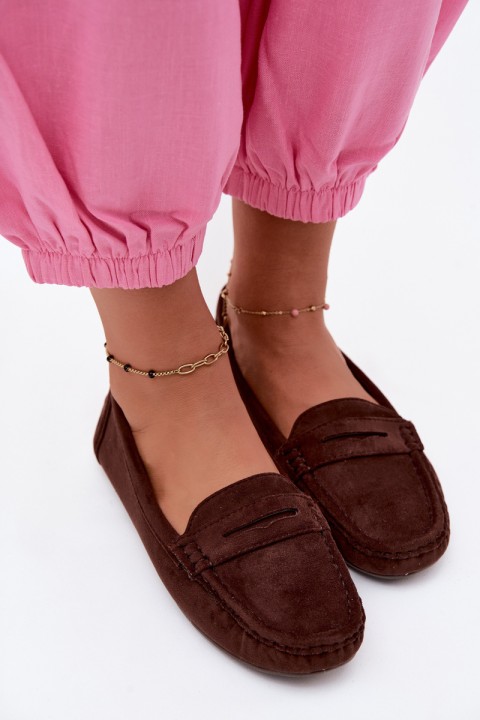 Women's Suede Moccasins Chocolate Lenvie