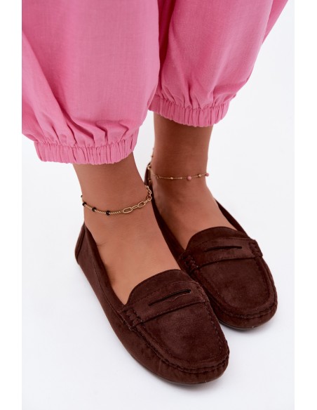 Women's Suede Moccasins Chocolate Lenvie