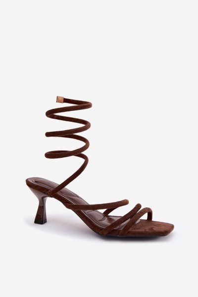 Women's Heeled Sandals With Straps Chocolate Samara 2