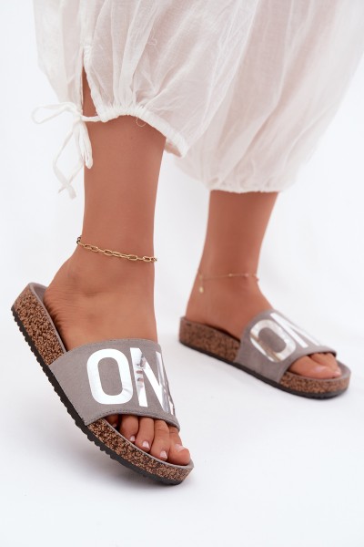 Women's Cork Platform Slides ONE Vinceza 22-2217 Gray