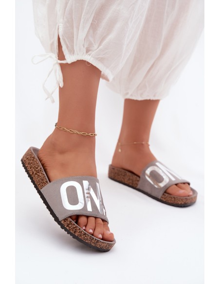 Women's Cork Platform Slides ONE Vinceza 22-2217 Gray