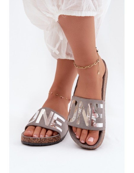 Women's Cork Platform Slides ONE Vinceza 22-2217 Gray