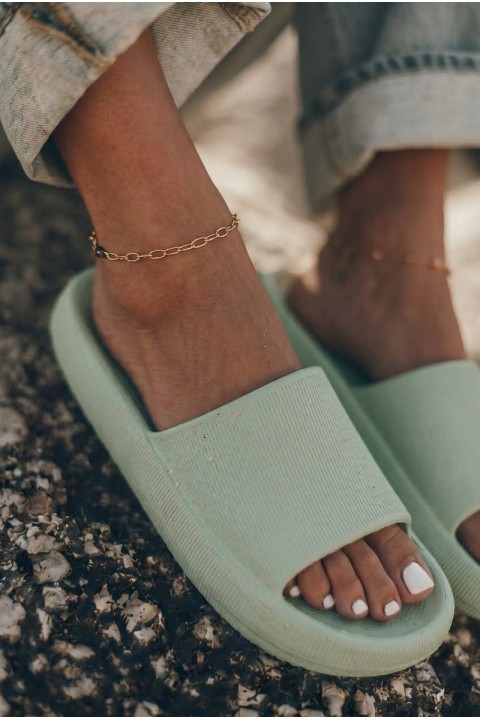 Women's Light Foam Slides With Thick Sole Mint Querceria