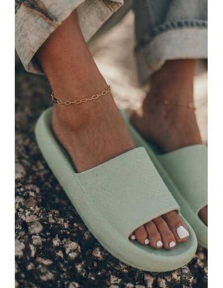 Women's Light Foam Slides With Thick Sole Mint Querceria