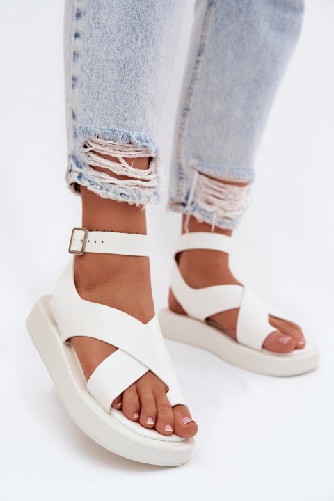 Eco Leather Sandals With Platform White Zella