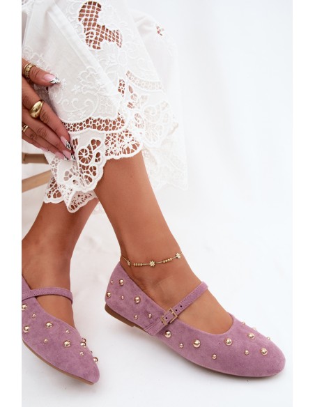 Purple Cuddly Ballerinas with Embellishment and Strap
