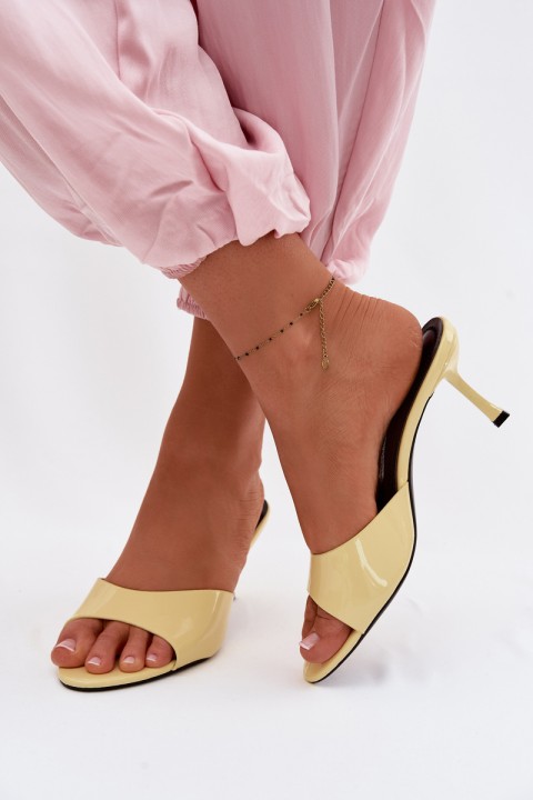 Patent Leather Slip-ons Made of Faux Leather On Heel Yellow Melissea