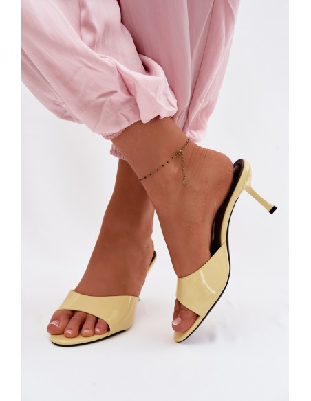 Patent Leather Slip-ons Made of Faux Leather On Heel Yellow Melissea