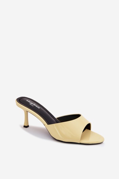 Patent Leather Slip-ons Made of Faux Leather On Heel Yellow Melissea 2