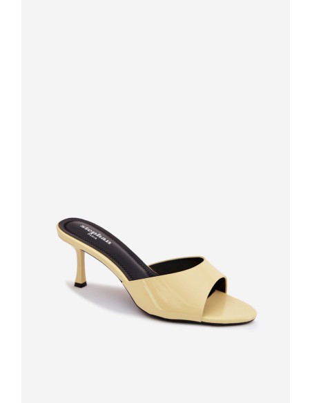 Patent Leather Slip-ons Made of Faux Leather On Heel Yellow Melissea