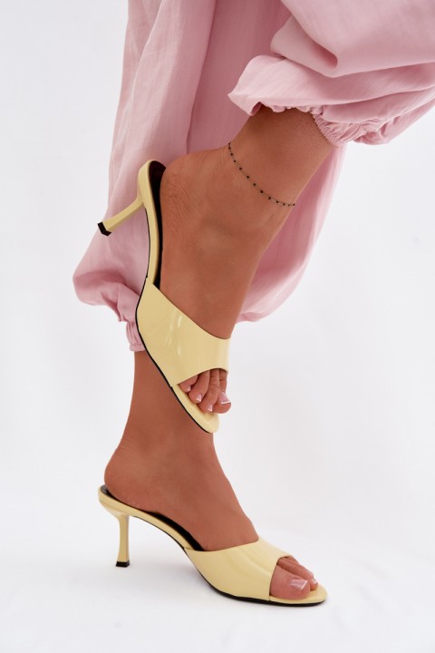 Patent Leather Slip-ons Made of Faux Leather On Heel Yellow Melissea