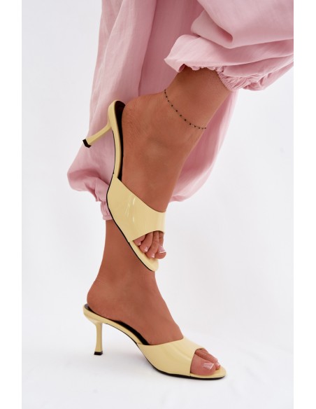 Patent Leather Slip-ons Made of Faux Leather On Heel Yellow Melissea