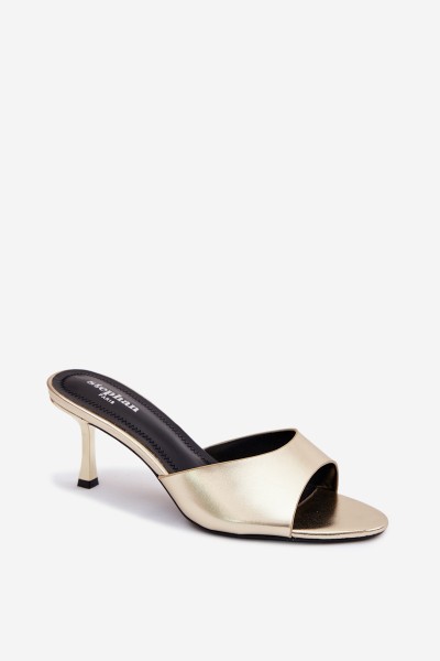 Imitation Leather Heeled Sandals Gold Melissea 2
