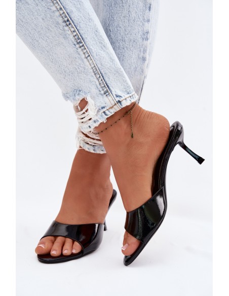 Imitation Leather Heeled Sandals Gold Melissea