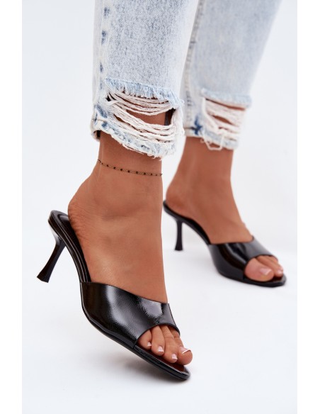 Imitation Leather Heeled Sandals Gold Melissea