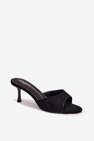 Suede Imitation Slip-Ons with Heel Black Melissea 2