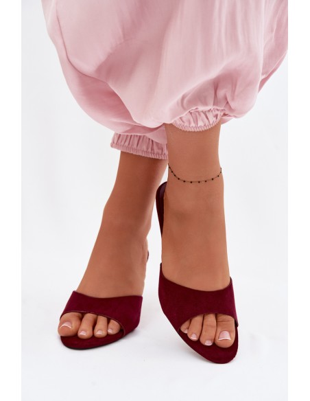 Bordeaux Suede Look Imitation Slides With Heel Melissea