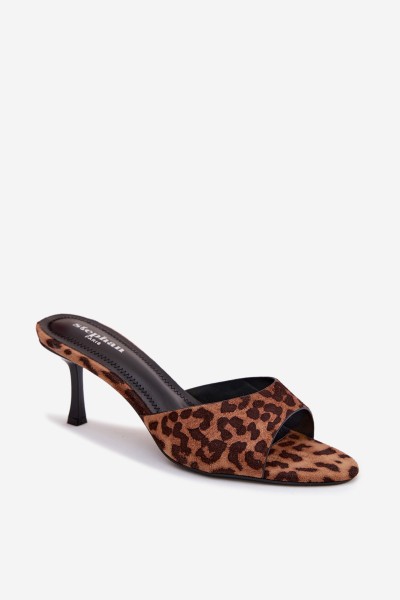 Imitation Suede Platform Leopard Print Heeled Slides Melissea 2