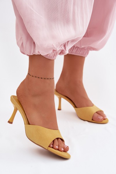 Yellow Faux Suede High Heel Sandals Melissea