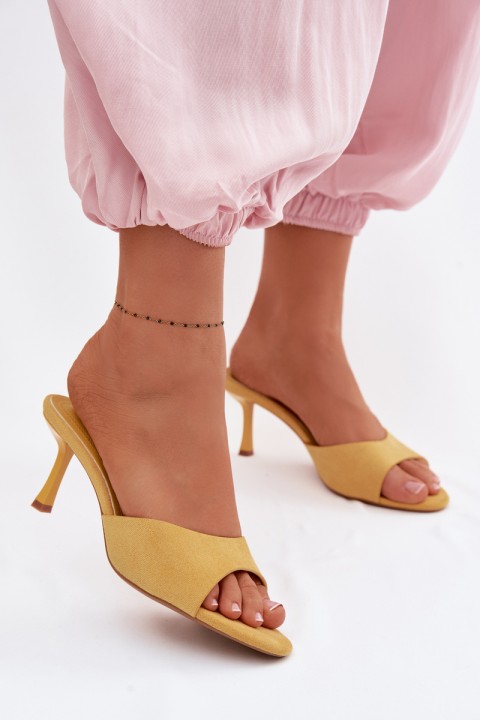 Yellow Faux Suede High Heel Sandals Melissea