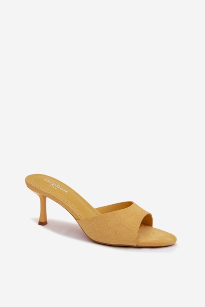 Yellow Faux Suede High Heel Sandals Melissea 2