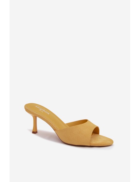 Yellow Faux Suede High Heel Sandals Melissea