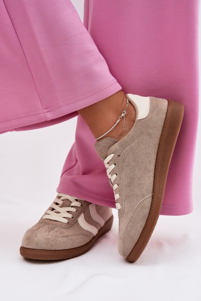 Women's Eco Suede Sneakers Dark Beige Jesavella