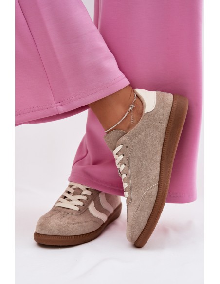Women's Eco Suede Sneakers Dark Beige Jesavella