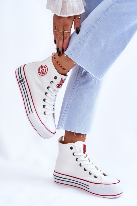 Women's High Textile Platform Sneakers Big Star LL274185 White