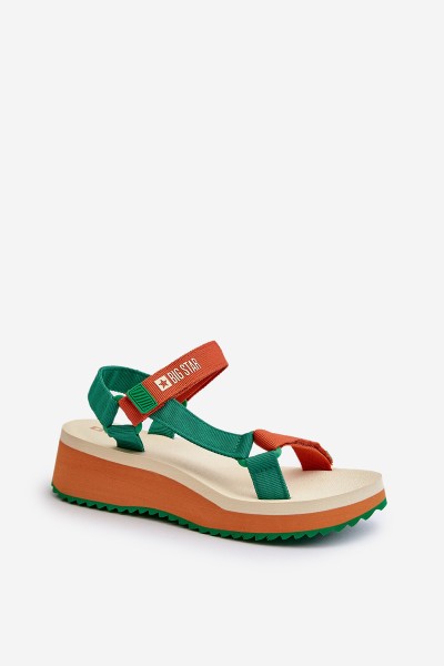 Women's Platform and Wedge Sandals Big Star NN274A053 Green-Orange 2