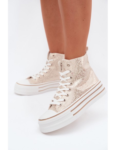 High Women's Platform Sneakers Gold Wildrose