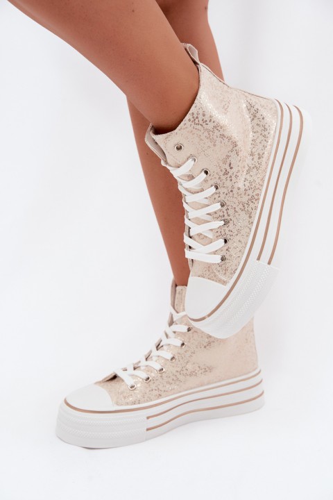 High Women's Platform Sneakers Gold Wildrose