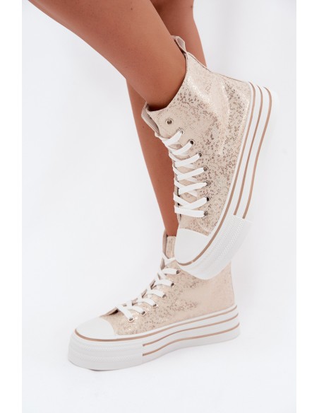 High Women's Platform Sneakers Gold Wildrose