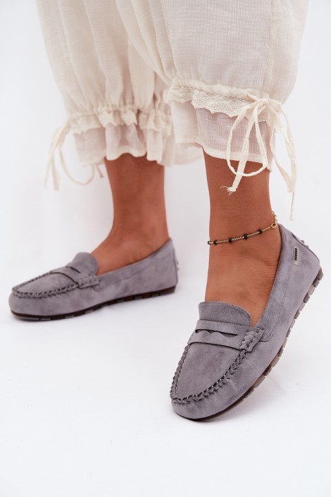 Women's Flat Suede Look Gray Moccasins Galadriel