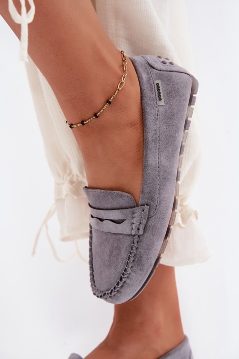 Women's Flat Suede Look Gray Moccasins Galadriel