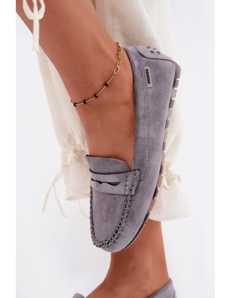 Women's Flat Suede Look Gray Moccasins Galadriel