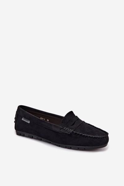 Women's Flat Suede Look Black Loafers Galadriel 2
