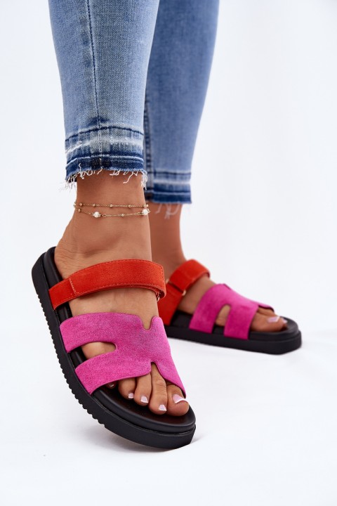 Women's Slippers With Velcro Fuchsia Vinceza 17401
