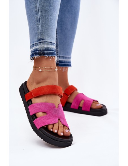 Women's Slippers With Velcro Fuchsia Vinceza 17401