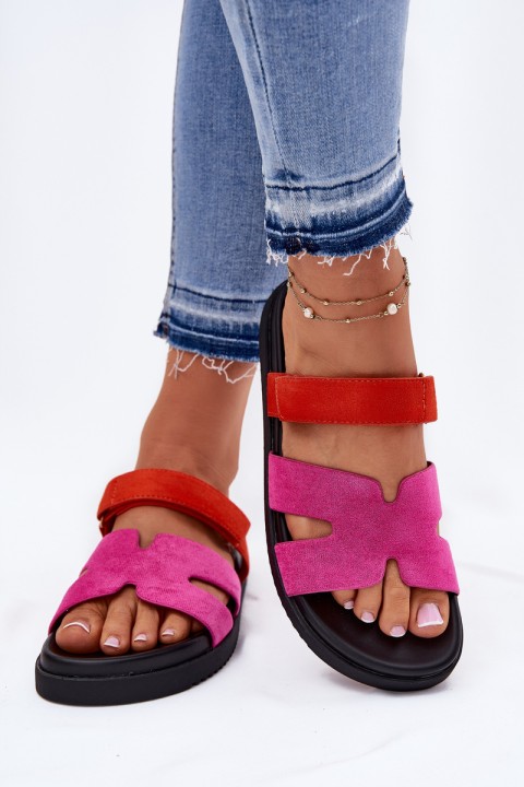 Women's Slippers With Velcro Fuchsia Vinceza 17401
