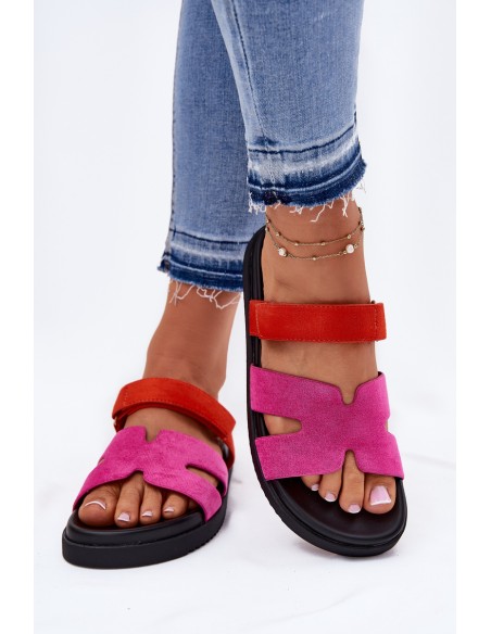 Women's Slippers With Velcro Fuchsia Vinceza 17401